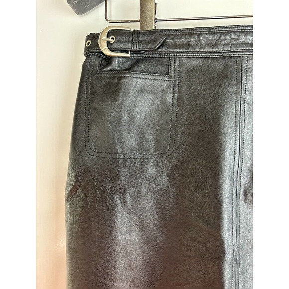 Saguaro Genuine Soft Leather Double Slit Buckle Skirt Black Women's Size 14 - Picture 16 of 16